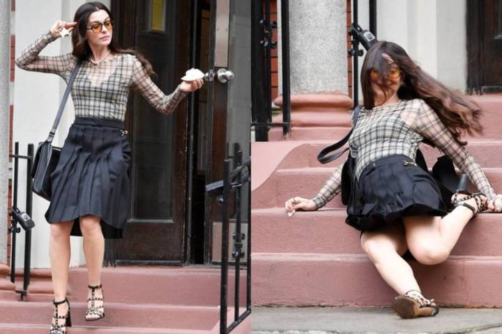 “¡Estoy bien!”: Anne Hathaway sufrió aparatosa caída en medio del rodaje de “El diablo viste a la moda 2”
