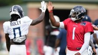 Ridley's TD catch in return to Atlanta is rare highlight for Titans in joint practice with Falcons