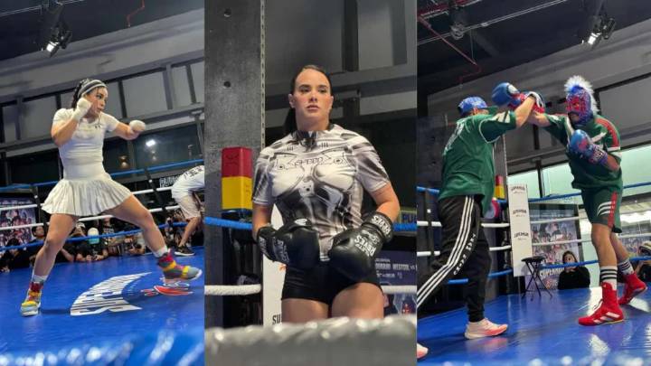 Peleadores de Supernova Strikers muestran sus armas previo a la pelea del domingo