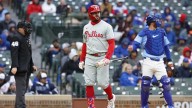 Phillies star Kyle Schwarber gets into it with umpire after questionable strike call
