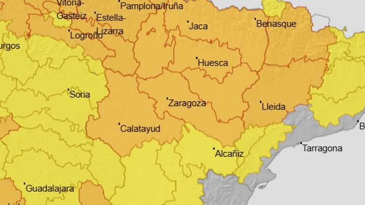 Casi rojo de la AEMET en Aragón: granizo, calor extremo, fuertes vientos o lluvias torrenciales en este galimatías por zonas