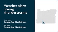 Thunderstorms with pea-sized hail in Klamath Basin Sunday – winds gusting up to 30 mph