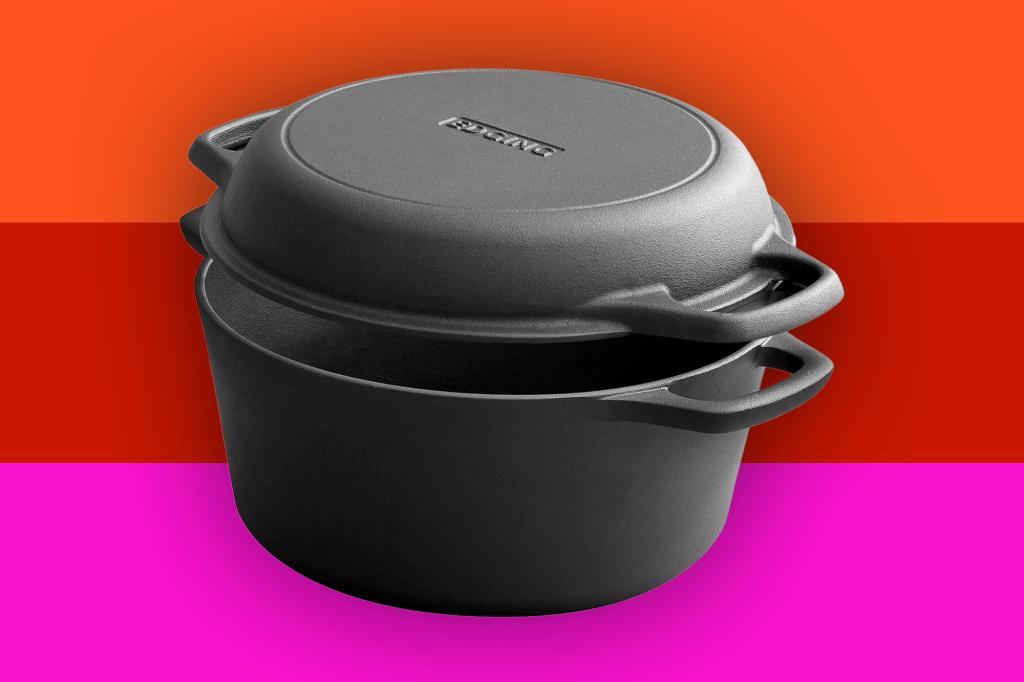 EDGING CASTING 2-in-1 Cast Iron Dutch Oven and Skillet Lid is 45% off