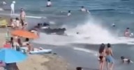 Out-of-control jet ski nearly mows down beachgoers relaxing on Costa del Sol