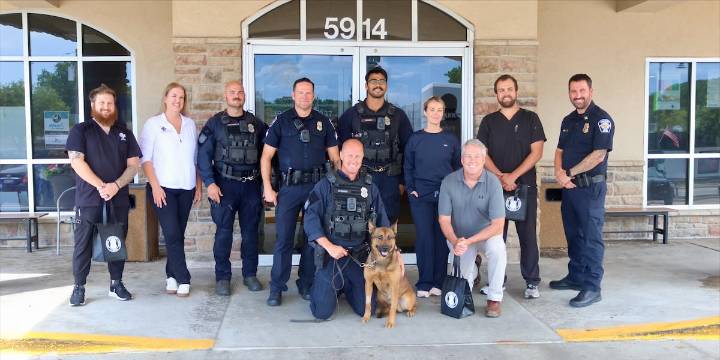 Shawnee Police K-9 Unit visits injured dog, thanks vets for care after stabbing