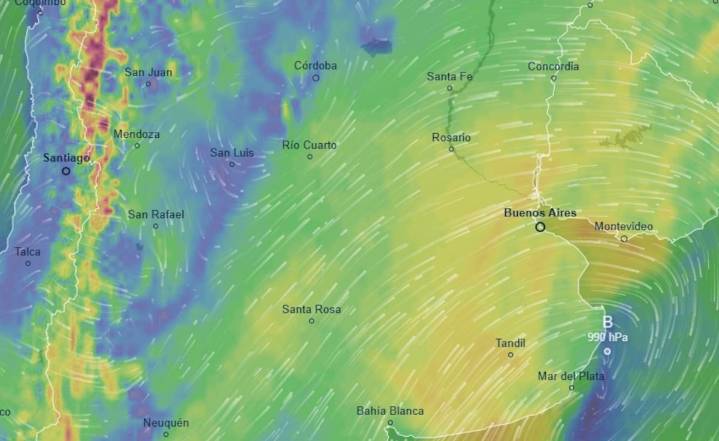 Las provincias afectadas. Hay alerta amarilla por viento para este jueves 21 de agosto