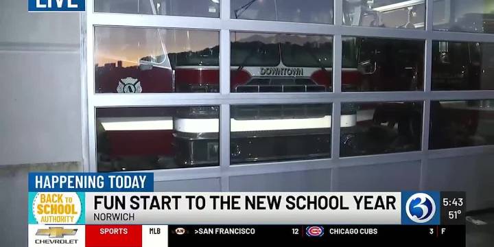 Norwich kindergarteners ride to school in fire trucks on first day
