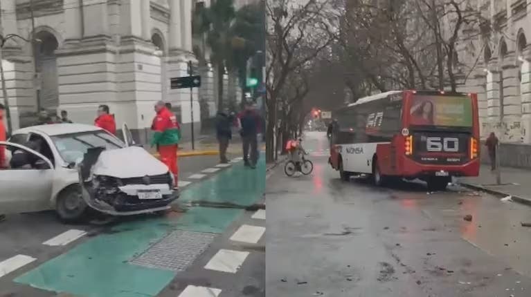 Brutal choque entre un auto y un colectivo en Balvanera: cinco personas resultaron heridas