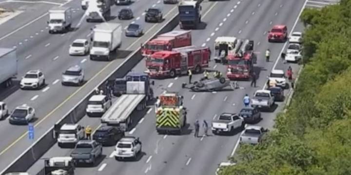 LIVE: Rollover crash shuts down interstate in Antioch