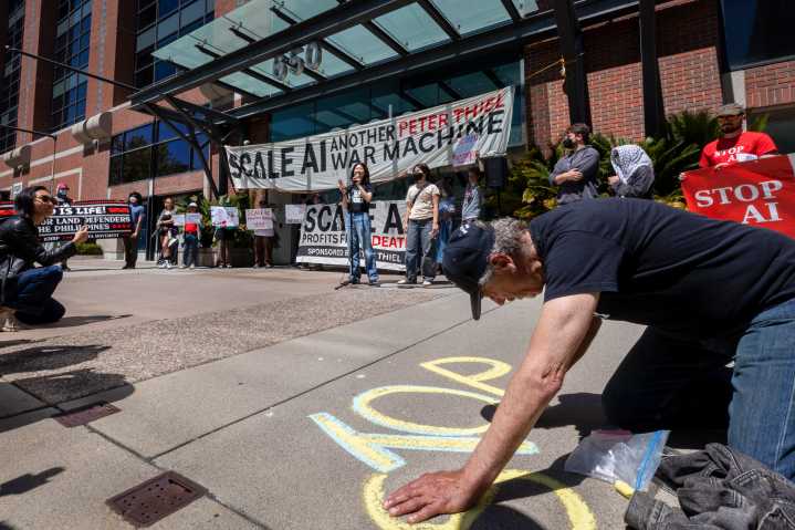 Protesters Against AI Militarization Rally at Scale AI in San Francisco