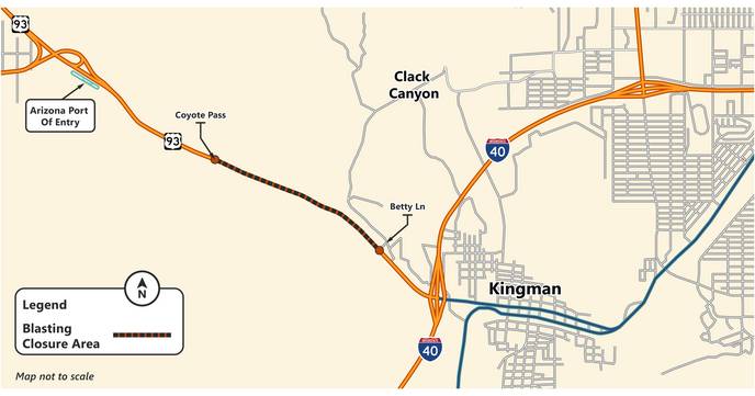 Full nighttime closure of US 93 near Kingman scheduled for Aug. 26