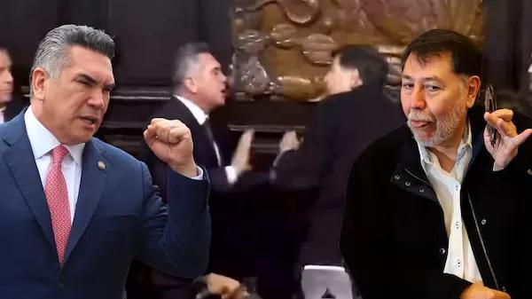 A empujones y manotazos: choque entre Noroña y ‘Alito’ Moreno en el Congreso
