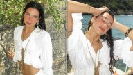 Dua Lipa Flaunts Long Legs in All-White Outfit at Beach