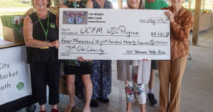 Local chapter of 100 Women Who Care donate to the Webb City Farmers Market WIC program