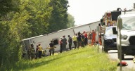 Tour bus rollover kills 5 on interstate highway in western New York