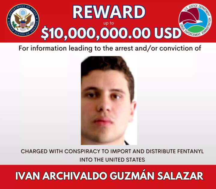 Recompensa de 10 mdd por captura de Iván Archivaldo Guzmán