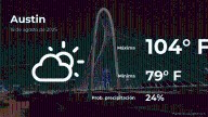 Pronóstico del tiempo en Austin para este lunes 18 de agosto