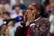 Coco Gauff wipes away tears at the US Open while winning again despite problems serving