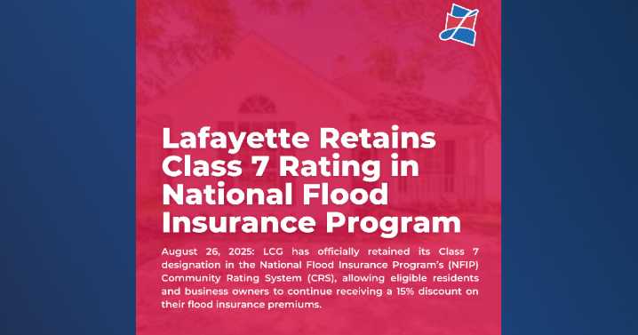 Lafayette retains rating in National Flood Insurance Program's Community Rating System