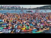 Paddle board raves on Lake Union