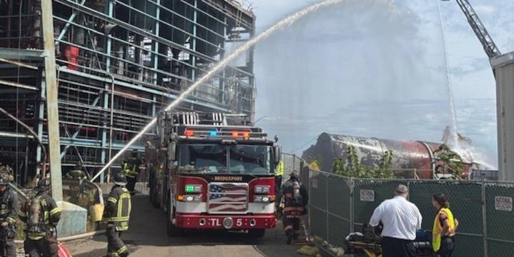 Flames doused at power plant in Bridgeport