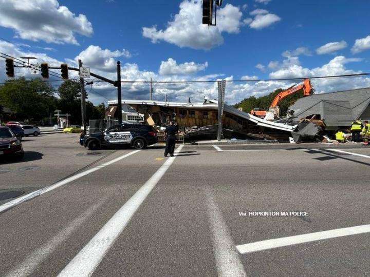 Police navigating traffic after Hopkinton construction collapse