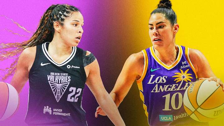 Valkyries’ Veronica Burton reacts to Sparks star Kelsey Plum’s flagrant foul