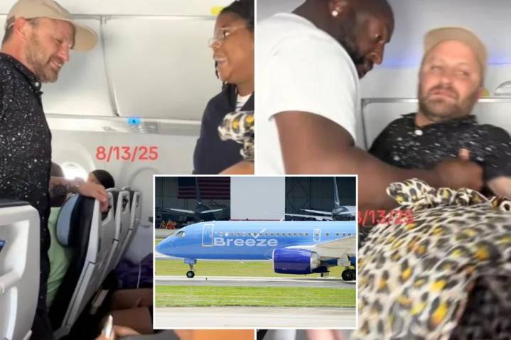 Breeze Airways passenger David Leroy Carter yells racial slurs, breaks free from restraints twice before he's manhandled by fellow flyer
