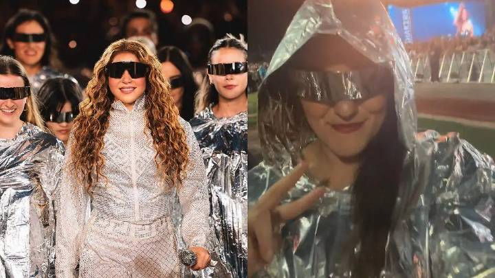 Alejandra Valencia camina junto a Shakira en su concierto en Hermosillo