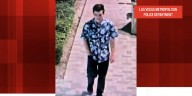 Las Vegas police seek man they say damaged business’s doors