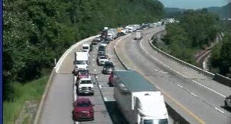 Turnpike traffic slowed by tractor trailer fire