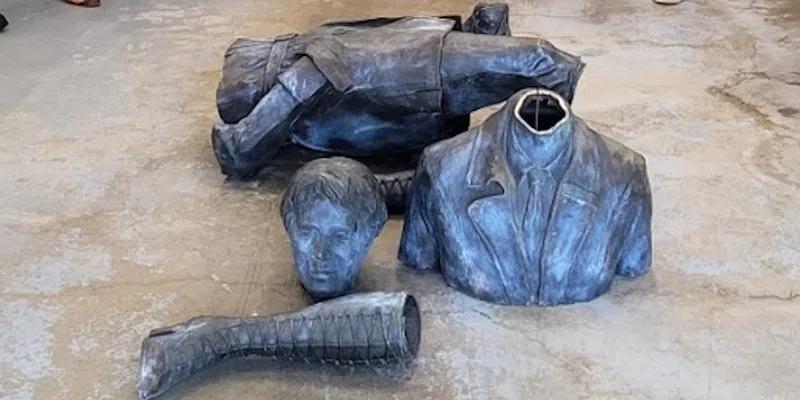 Town, Artist Putting Amelia Earhart Statue Back Together Again