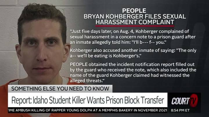Bryan Kohberger Complains of Sexual Harassment, Lack of Vegan Prison Food