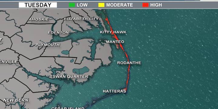 High rips for some beaches Tuesday