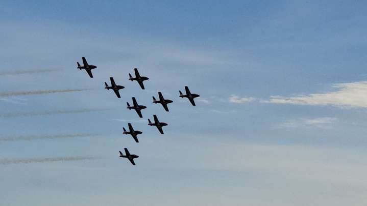 Snowbirds dazzled as they flew over the skies of North Bay Wednesday