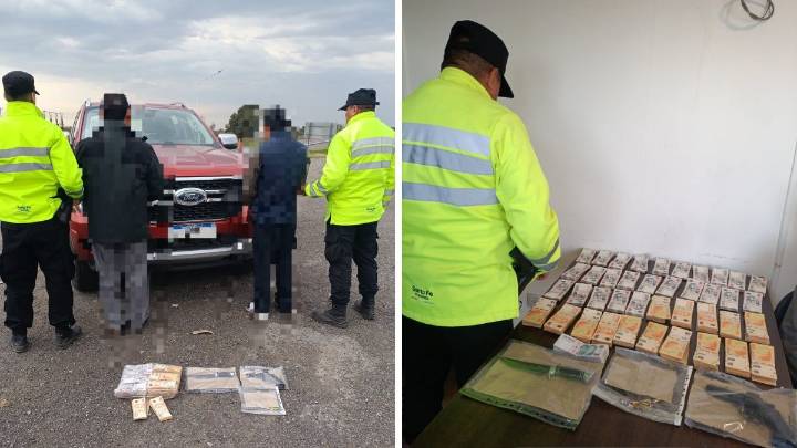 Dos hombres detenidos antes del peaje en Sauce Viejo con armas y una gran cantidad de dinero
