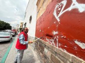 Conserva Gobierno Municipal de SLP el Centro Histórico con limpieza de grafiti