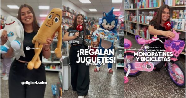Local salteño regala juguetes por el Día del Niño: auriculares, monopatines y peluches