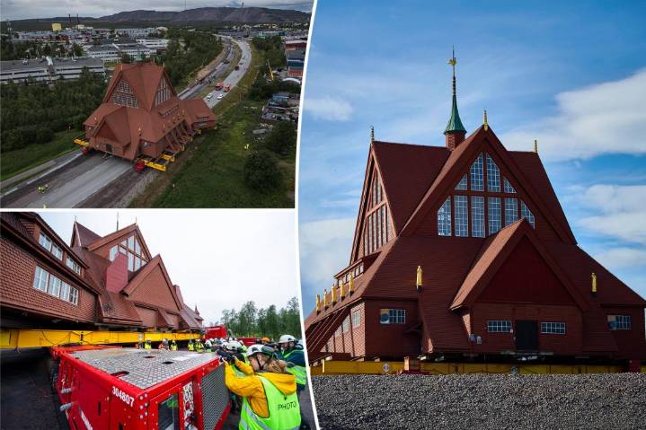 See how a 741-ton church moved across its Swedish city
