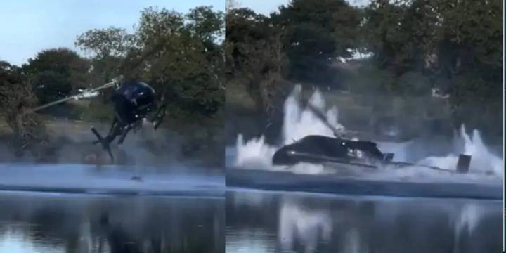 Helicóptero se estrella en un lago  en Francia