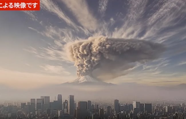 ¡Impresionante! Tokio crea vídeo hecho con Inteligencia Artificial para simular erupción del Fuji