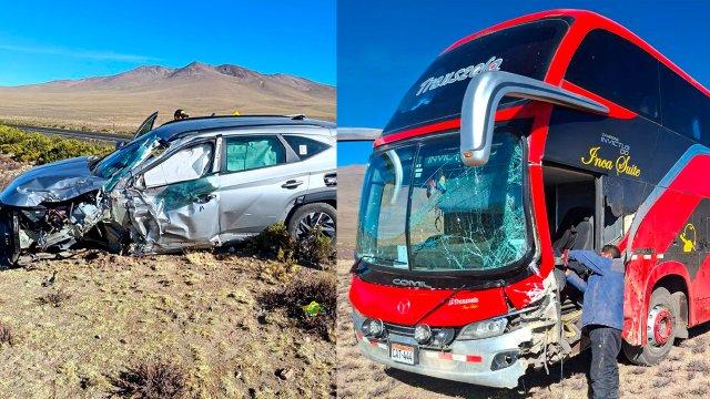 Choque entre bus y vehículo deja a tres heridos de gravedad en la vía Arequipa