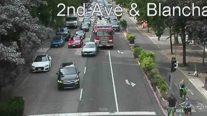 Man arrested for hitting Seattle fire truck with car