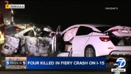 4 killed in fiery crash after car jumps center divider on 15 Freeway in Temecula