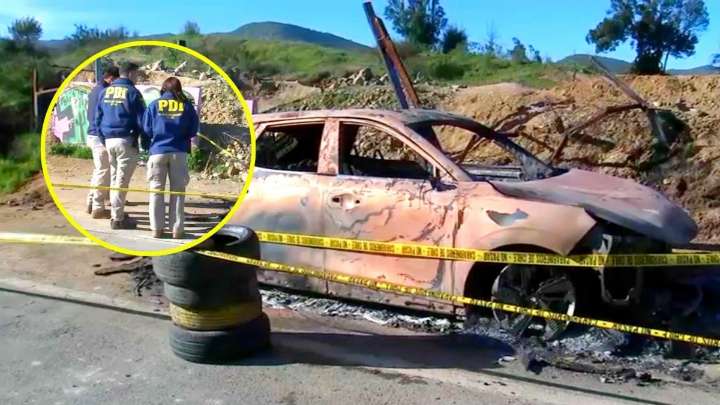 Encuentran auto quemado en cuesta Lo Prado: Sería el vehículo robado a hombre en Curacaví con el que lo atropellaron