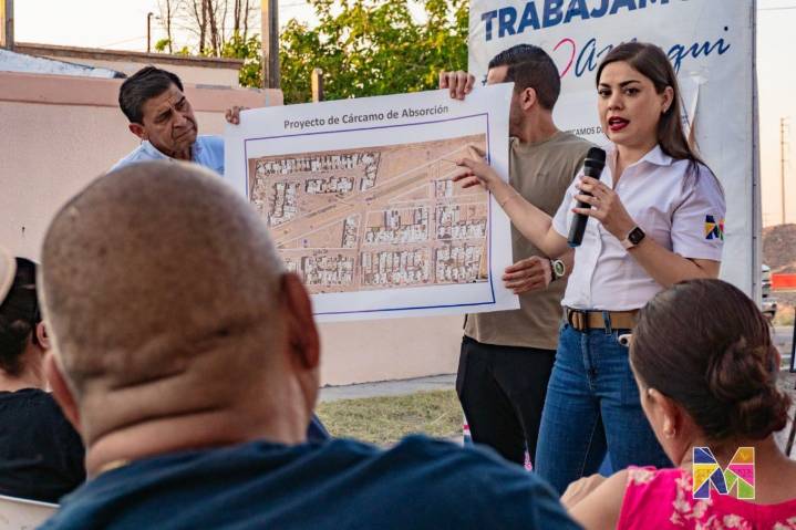 Anuncian Miriam Soto y JMAS construcción de cárcamo en Col. Magisterial de Meoqui