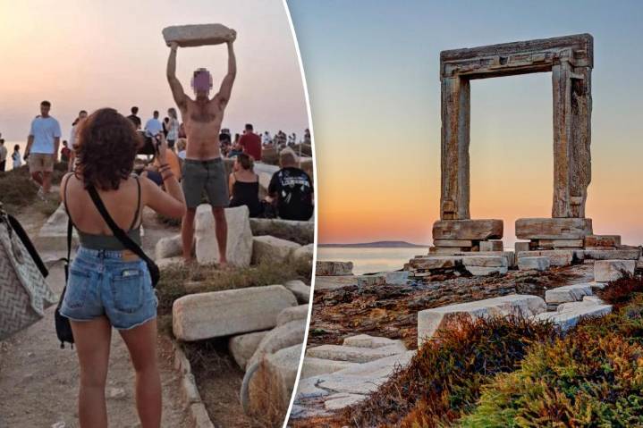 Tourist sparks outrage after desecrating ancient Greek marble ruin