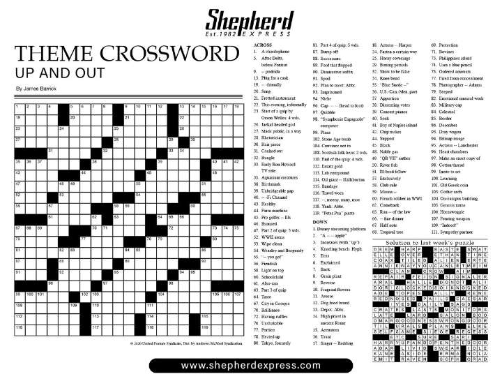 Shepherd Express Crossword: June 26, 2025