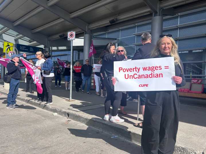 Air Canada flight attendants picket at Winnipeg’s airport before strike ordered to end