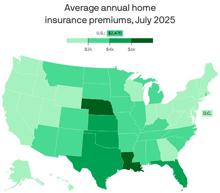 Where home insurance costs the most